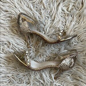Glint Elegant Gold Snake Print Heels